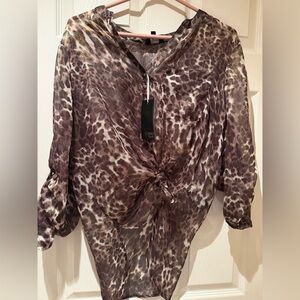 NWT sheer leopard blouse